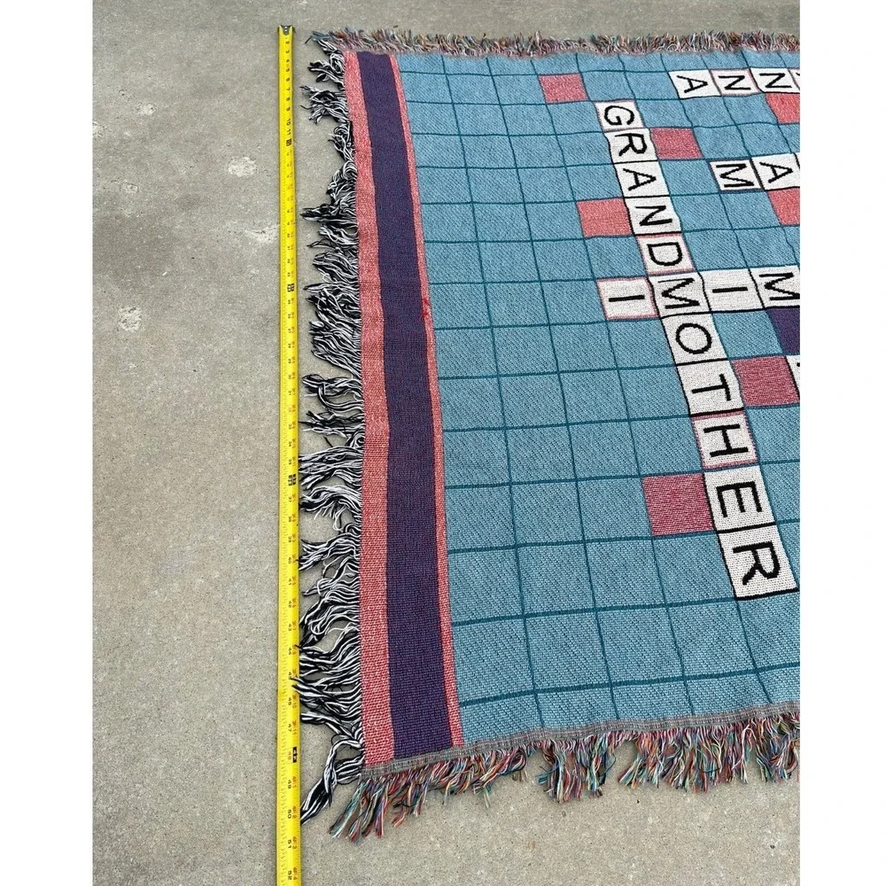 VTG Scrabble Style Throw Blanket Grandma Gigi Nana Mimi Gift Cottage Cozy 60x49
